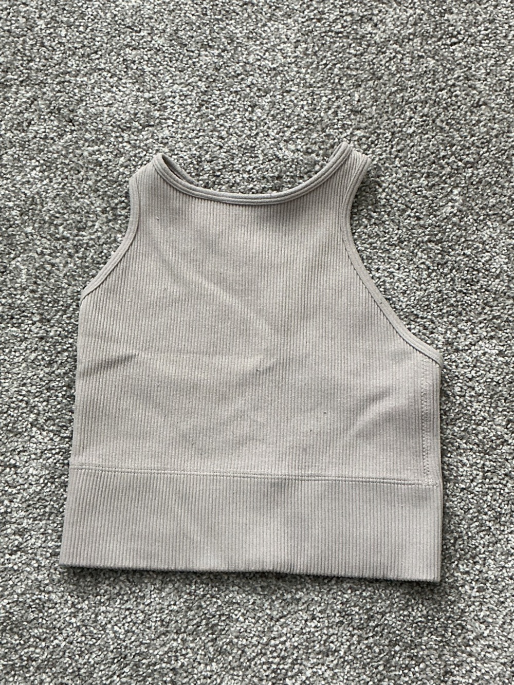 Free People Ribbed Racer-Back Tank Top In Taupe